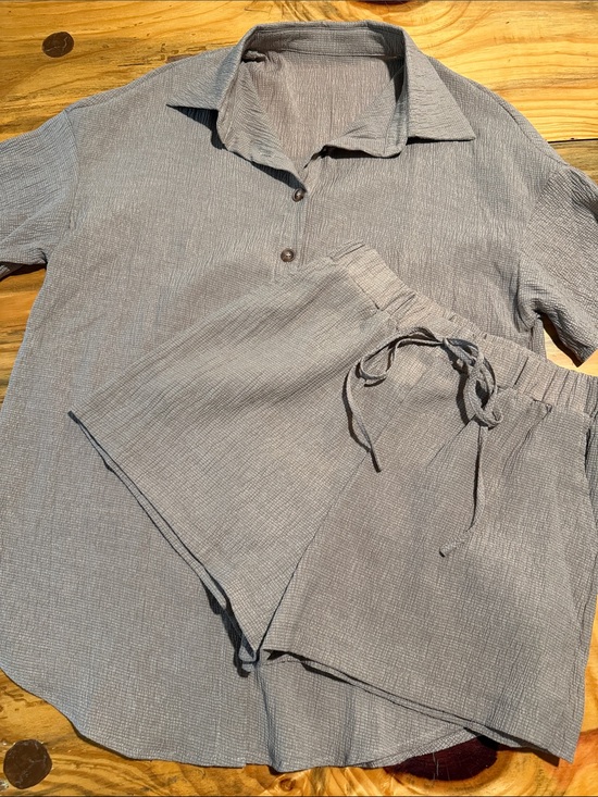 unbranded Other - Cover-Up Short and Button Up Shirt Set in Light Tan/Taupe- Women’s Medium